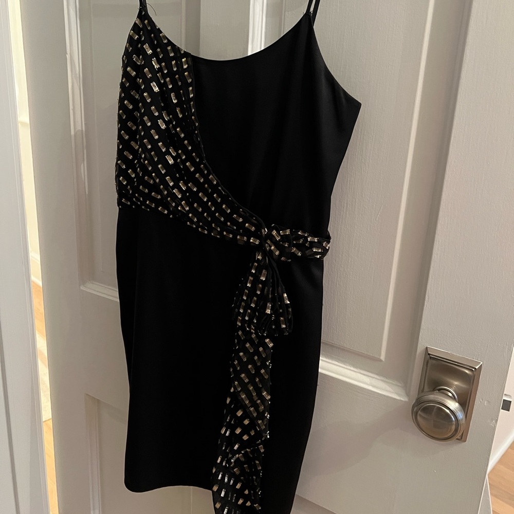Erin Featherstone Black Silk Mini cocktail or wedding dress